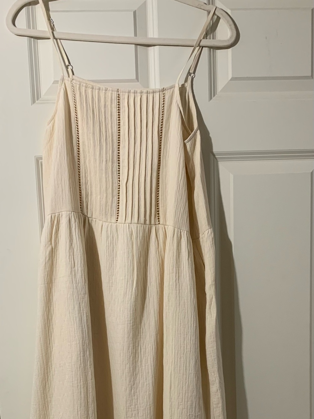Women’s Cream Tiered Midi Dress with Pintuck Detail